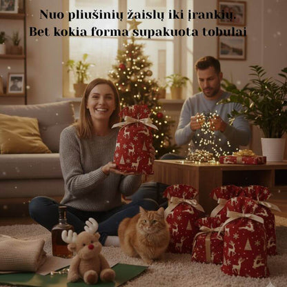 Dovanų maišeliai pakeičiantis pakavimą iš kančios į kelių minučių pramogą